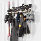 Snowboard and Ski Storage Rack for Garage - Unfinished Indoor Ski Storage Shelf with 10 Hooks - Made in The USA - Ski Rack Dimensions 8.25" D x 60.5" W x 6" H