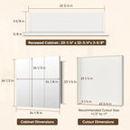 Antok 24x24 Inch Medicine Cabinet with Mirror, Wall Mounted Bathroom Mirror Cabinet, Wooden Medicine Cabinet Mirror, Recessed or Surface, White