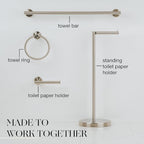Marmolux Acc - Free Standing Toilet Paper Holder Stand Brushed Steel Finish 1pc - Storage for 4 Rolls of Toilet Tissue SUS 304 Stainless Steel Bathroom - Toilet Holder