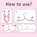 6PCS Portable Folding Clothes Hangers Clothes Drying Rack for Travel (Pink)
