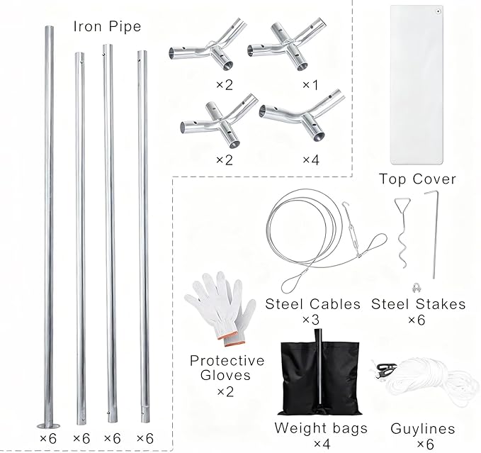 10'x20' Carport Heavy Duty Galvanized Car Canopy with Included Anchor Kit, 3 Reinforced Steel Cables, Light Gray