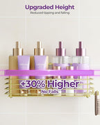 ODesign Shower Caddy 3 Pack SUS304 Stainless Steel-No Drilling-Shower Bathroom Shelves Rack,Rustproof Wall Mounted,Adhesive Shower Shelf Basket Organizer-Golden