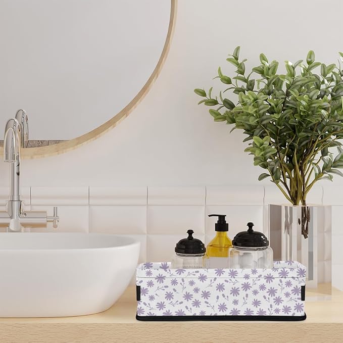 Floral Pattern Foldable Small Bathroom Baskets for Toilet,Foldable Toilet Paper Tank Basket Organizer for Towels Storage Decorative Open Storage Bins for Home,Closet,Containers,Cabinet