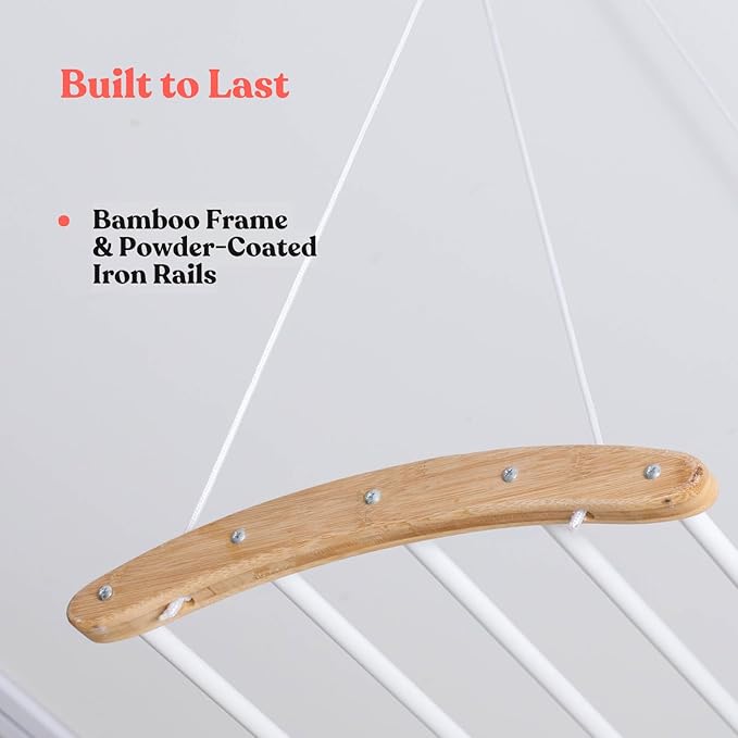 Ceiling Mounted Drying Racks for Laundry-Space-Saving Ceiling Clothes Drying Rack-Pulley Drying Rack-Wood, Metal, Ceiling Clothing Rack-Ceiling Mount Drying Rack-Clothes Drying Rack Ceiling Mounted