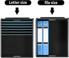 Huolewa File Organizer Box with Lid, Collapsible File Folder Organizer for Office Document Storage, Filing Box with Plastic Slide for Letter Size Hanging File Folders(1 Pack, Black)