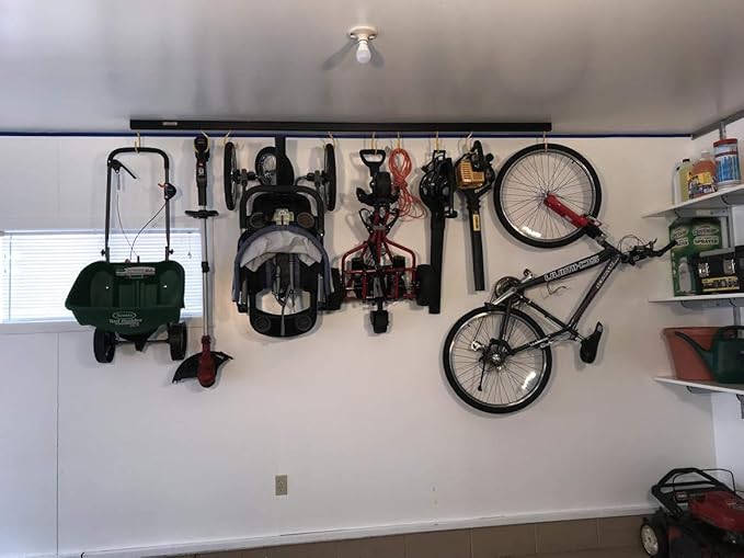 Adjustable Overhead Garage Ceiling Storage Track With Hooks that Slide and Rotate, 50 Lbs. per Hook. (98") SOLD ONLY IN QTY. OF 4