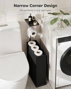 Toilet Paper Holder Free Standing with Storage for Up to 12 Rolls,Rustproof Metal Black Toilet Paper Stand with Shelf,All-in-One Toilet Tissue Roll Dispenser and Organizer with a Lidded Basket