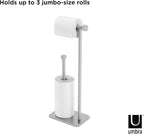 Umbra Cappa Toilet Paper Stand with Reserve, Free-Standing Storage Solution for Bathroom, Nickel