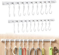 Multifunctional Slide Rail Hook,Kitchen Utensil Hanging Rack Wall Mounted Hanger,Space Saving Utensil Holder with 10 Hooks ,Sliding Track Hook No Drilling Hanger for Home Office (Length 30+40cm)