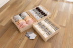 ALYER Collapsible Bra(A-C Cup) Drawer Organizer,Durable Cloth Storage Box Bins Dividers for Panties,Underwear,Socks,Lingerie(Beige-7 Cells)