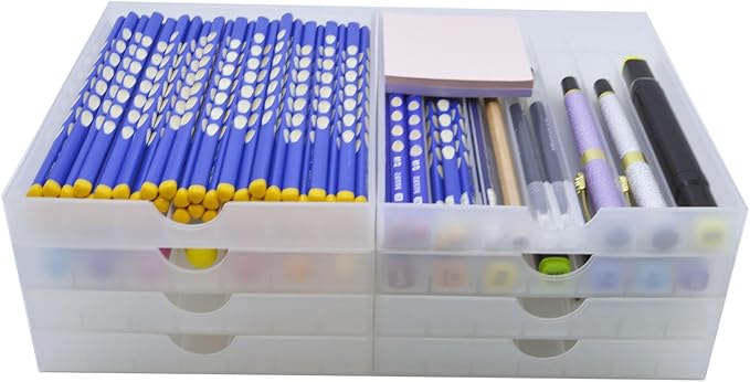 Craft Organizers and Storage, Pencil, Crayon, Marker, Pen Organizer, Pen Holder, Pen Tray Storage with Gel Pens, Fountain Pens, Chalk for Office, Art & Craft Room - 8Pack