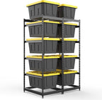 27 Gallon Tote Storage Rack, Heavy-Duty Storage Bin Rack Organizer, 5-Tier Standing Storage Bin Shelves, 250 lb Capacity, Maximize Space for Garage, Warehouse, Utility, 2 Pack Pro(Totes Not Included)