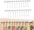 Multifunctional Slide Rail Hook,Kitchen Utensil Hanging Rack Wall Mounted Hanger,Space Saving Utensil Holder with 10 Hooks ,Sliding Track Hook No Drilling Hanger for Home Office (Length 30cm/2pcs)