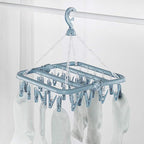 Clip and Drip Hanger Clothes Hanger Drying Rack 32 Clips (Light Blue)