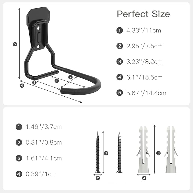 Housolution Bike Wall Mount with Fixed Hook, [8 Pack] Heavy Duty Bike Storage Rack, Bike Rack Vertical Stand for Garage - Easily Hang/Detach - with Screws Iron Bike Hanger Brackets