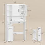 Over The Toilet Storage Cabinet with Pulley Small Bathroom Storage, Space Saver W/Adjustable Shelf & Rack for Bathroom, Restroom, Laundry (White-Type B)