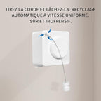 JOOM Retractable Clothesline Heavy Duty Clothes Drying Laundry Line Wall Mounted Easy Hanging Clothes Drying Laundry Line Retracting Hanging Lock to Prevent Sagging (Square,White)