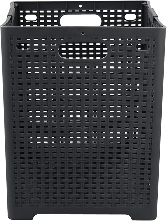 Kekow 1-Pack 42 L Plastic Collapsible Laundry Basket, Gray Folding Laundry Hamper
