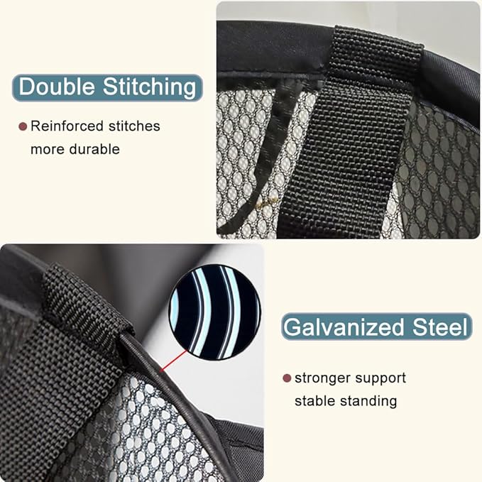 2 Pack Mesh Pop Up Laundry Hamper Collapsible Laundry Basket with Side Pocket, Strong Handles, Storage Organizer for Bedroom, Nursery Room, College Dorms (Black+Pink)