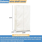 Wire Rack Covers,Heavy Duty 600D Dustproof Waterproof Storage Rack Covers for Metal Shelves,Storage Shelf Cover with Zipper for Wire Shlef,30''W x 14''D x 63''H,Beige with Clear Front
