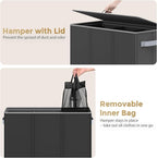 180L Laundry Hamper 3 Section, Large Laundry Hamper with Lid, Dirty Clothes Hampers with Handles, Laundry Basket Organizer for Laundry, Bedroom, Bathroom, Laundry Sorter Baskets, Black