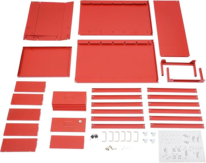 6 Drawer File Cabinet, Metal Vertical Office Filing Cabinets with Lock, Home Office Narrow Storage Cabinet for A4/F4/Letter/Legal (Red)