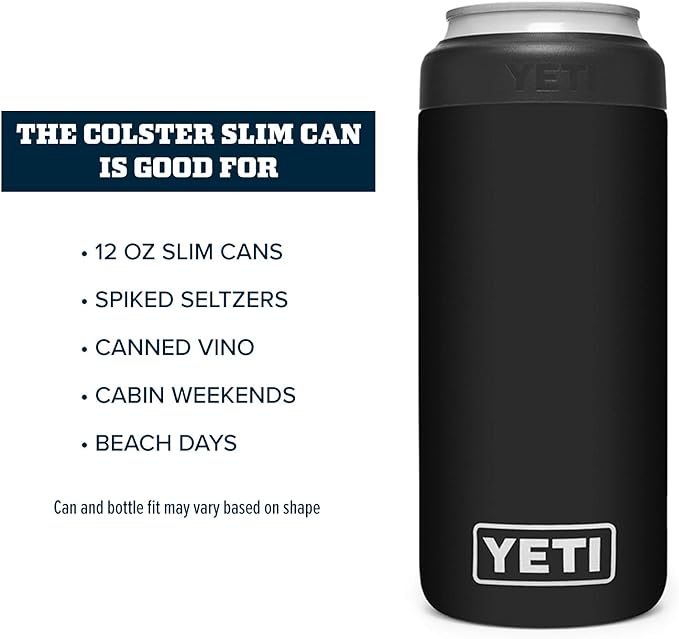 YETI Rambler 12 oz. Colster Slim Can Insulator for the Slim Hard Seltzer Cans, Black (NO CAN INSERT)