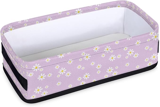 Small Bathroom Baskets for Toilet,Purple Daisy Foldable Toilet Paper Tank Basket Organizer for Towels Storage Decorative Open Storage Bins for Home,Closet,Containers,Cabinet
