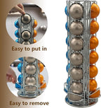 Miuly Coffee Capsule Holder For Nespresso Vertuoline, Coffee Capsule Stands Rotating Pod Rack holds 28 Nespresso Vertuo Pods, Silver