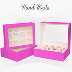 Bakepacker 12 Cupcake Containers 10-Packs Roland Cupcake Box Cupcakes Carrier, 12 Cupcake Boxes with Window 13"x10"x3.5"（Auto-pop up）