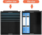 Huolewa File Organizer Box with Lid, Collapsible File Folder Organizer for Office Document Storage, Filing Box with Plastic Slide for Letter Size Hanging File Folders(1 Pack, Reddish Organge)