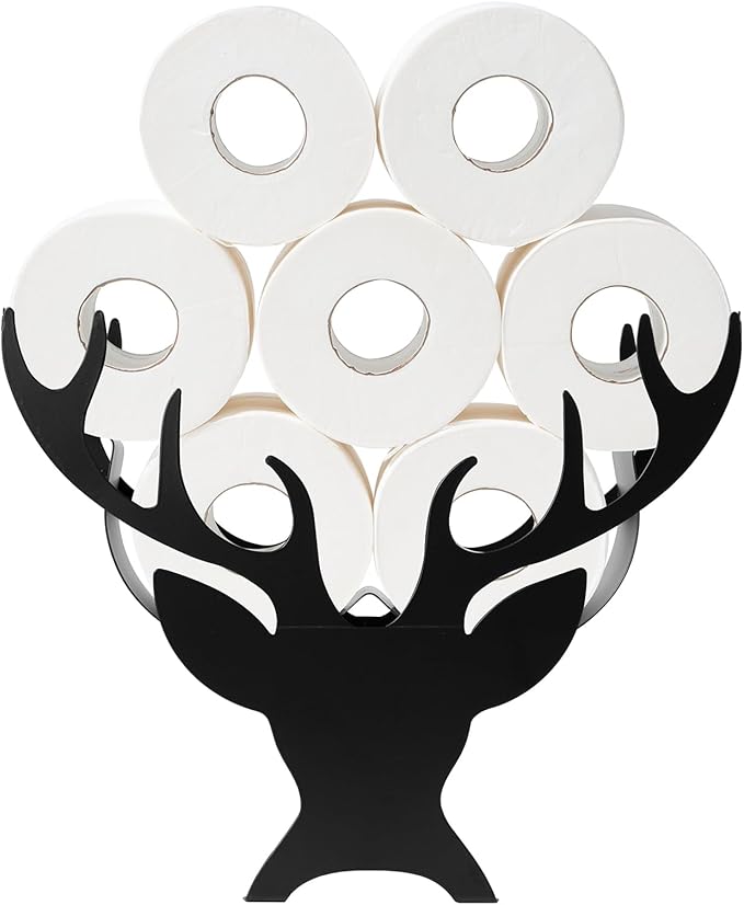Antler Animal Decorative Toilet Paper Holder Stand,Metal FreeStanding Toilet Paper Holder for 8 Roll,Toliet Paper Roll Storage Organizer,Bathroom Farmhouse Decor Floor Accessories Rack