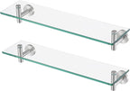KES Glass Shelf for Bathroom, Floating Glass Shelves for Wall, 20 Inch Tempered Glass Shelf 2 Pack with Rustproof Stainless Steel Brackets Wall Mounted Brushed Finish, A2021-2-P2