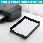 Letter-Size Tray Desk Letter Tray Paper Tray, Sturdy Heavy-Duty Plastic Printer Paper Tray, Single-Tier Stackable File Storage Organizer for Office Home (Black)
