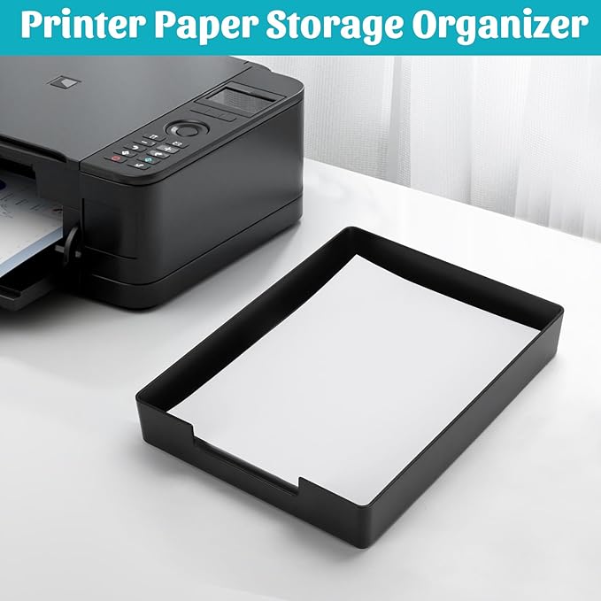 Letter-Size Tray Desk Letter Tray Paper Tray, Sturdy Heavy-Duty Plastic Printer Paper Tray, Single-Tier Stackable File Storage Organizer for Office Home (Black)