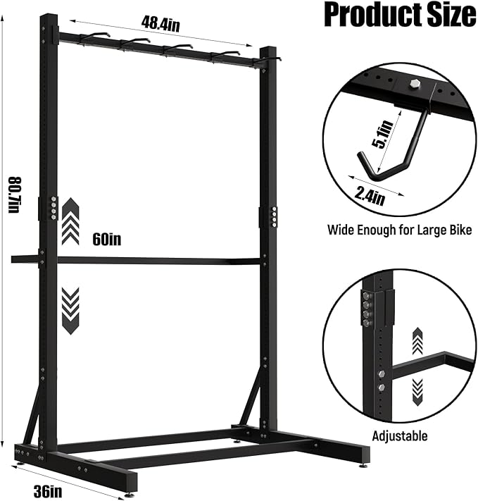 sogiv Freestanding Vertical Bike Storage Stand, Heavy Duty 5-Bike Capacity Floor Rack for Garage & Indoor, Space-Saving Bicycle Organizer