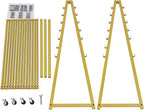 15 Tier Ribbon Holder Organizer Rack, Movable Scarf Towel Holder, Double-Sided Scarf Rack with Lockable Wheels, Floor Standing Ribbon Organizer for Craft Room Cake Shop Flower Store (Gold)