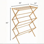 Collapsible Bamboo Drying Rack – Foldable Laundry Drying Stand for Indoor/Outdoor Use – Space-Saving Clothes Rack for Towels, Blankets & Delicates