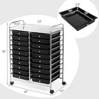 GOFLAME 20-Drawer Rolling Storage Cart, Multifunctional Art Craft Organizer Cart, Mobile Utility Storage Cart with Removable Drawers & Lockable Wheels, Craft Cart for Home Office School, Black
