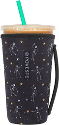 Reusable Neoprene Insulator Sleeve for Iced Coffee & Cold Soda, Coffee Sleeves for Iced & Hot Drinks, Cold Beverage Cooler Compatible with Starbucks, Dunkin (Dance Skull, Large: 32oz)