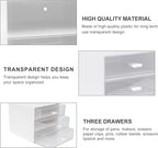 Desk Organizer with Drawer, Desk Storage Box, Plastic Office Stationery Supplies Organizers, Desktop Organizer for Office School Home (3 drawer, White)