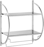 Tangkula Wall Mount 2 Tier Bathroom Shelf with Bars, 18" W X 10" D X 22" H, Home Toilet Double Layer Rustproof Chrome Shelf