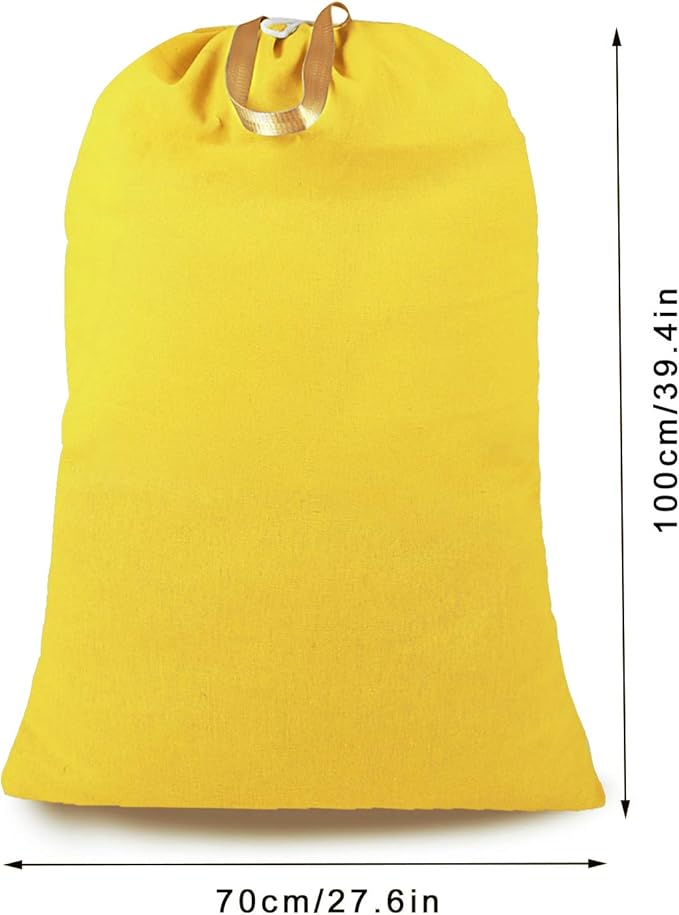 Heavy Duty Laundry Bag with Drawstring and Handle, Extra Large Travel Dirty Clothes Bag for Laundromat and Household, Durable Rip-Stop Laundry Hamper Liner, 28 x 40 Inch, Yellow