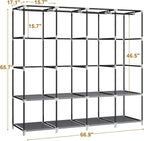 Portable Closet Wardrobe, 67-Inch Clothes Organizer with 4 Hanging Rods and 8 Shelves, Non-Woven Fabric Cover, Large Capacity Storage for Bedroom and Living Room, Grey