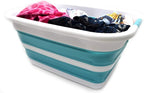 SAMMART 41L(10.8 gallon) Collapsible Plastic Laundry Basket-Foldable Pop Up Storage Container-Portable Washing Tub-Space Saving Basket,Water capacity 31L(8.2 gallon) (1, Bright Blue)