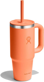 Hydro Flask Travel Tumbler with Handle, Lid and Straw - Insulated Stainless Steel in 24 Oz Nectar Orange