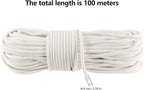FUNSUEI 328 Feet #8 Sash Cord, 1/4 Inch Cotton Sash Cord, White Sash Cords for Window, Clotheslines, Decoration, Tie Down, Camping