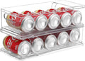Xicennego 2-Tier Stackable Soda Can Organizer for Refrigerator, Fridge Can Organizer Dispenser, Beverage Can Holder for Refrigerator, Pantry, Cupboard