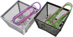 HAHIYO Stackable Paper Clip Mesh Holder Cup 2.2" Height 4 Pack Sturdy Paperclip Holder Container for Desk Drawer Organizer Collection for Home Office School Black Silver Soft Foam Feet No Sharp Edges