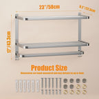 DDS-DUDES 23 Inches 3-Tier Towel Racks for Bathroom with Towel Bars Multilayer Hotel Towel Shelf Stainless Steel Wall-Mounted Brushed Finish Holder with Towel Shelves